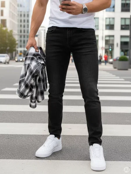 Spodnie jeansowe slim fit Dstreet czarne