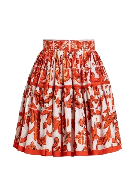 Fustă Dolce & Gabbana cu imagine din poplin alb