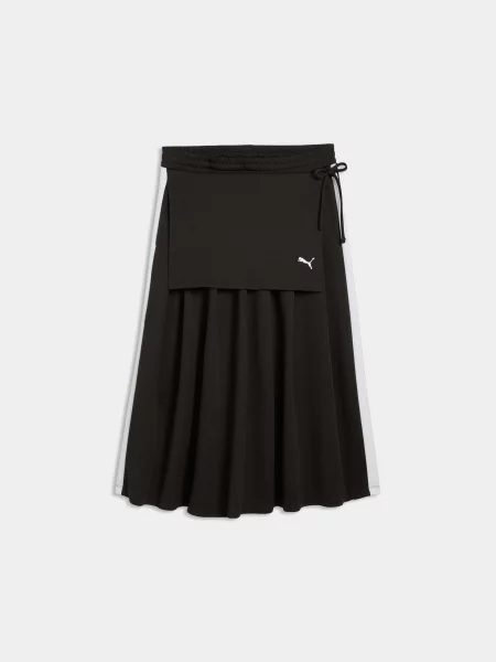 Спідниця міді PUMA T7 Midi Pleated Skirt комбінований верх чорний