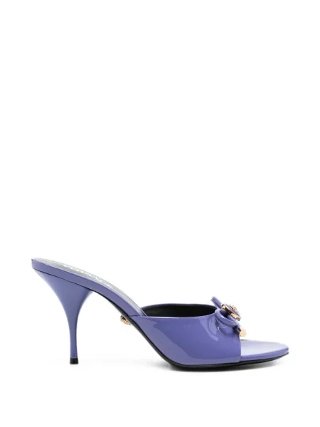Papuci tip mules Versace din piele de lac violet