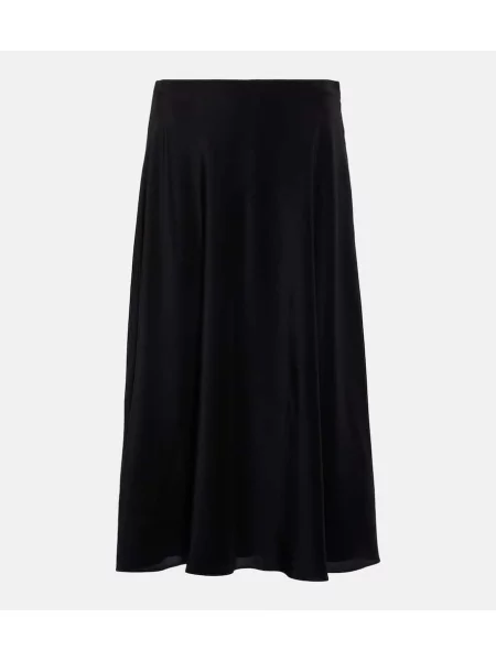 Fustă midi The Row din satin până la genunchi negru