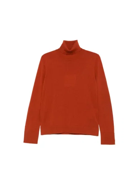Sweter z golfem Max Mara wełniany pomarańczowy