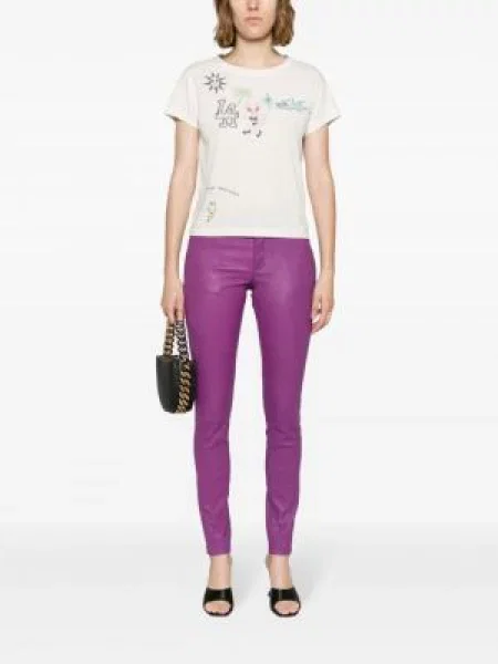 Iš natūralios odos kelnės Zadig&voltaire violetinė