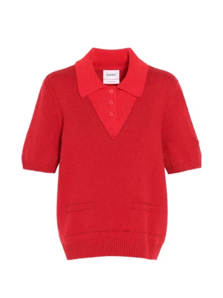 Tricou polo Barrie din cașmir roșu