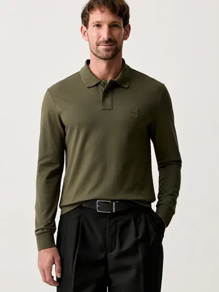 Tricou cu mânecă lungă Boss Orange verde