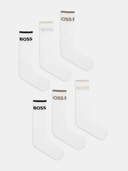 BOSS κάλτσες ανδρικές 6P QS Stripe CC λευκό