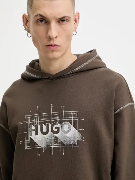 Кофта Hugo Blue коричневий з капюшоном візерунок синій