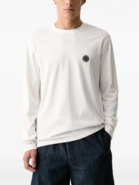 Lung tricou Armani Exchange cu autograf alb
