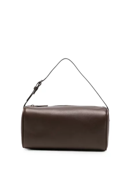 Δερμάτινη τσάντα shopper The Row καφέ