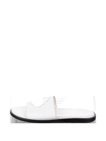 Sandale Chrome Hearts din piele cu motiv cu inimi alb