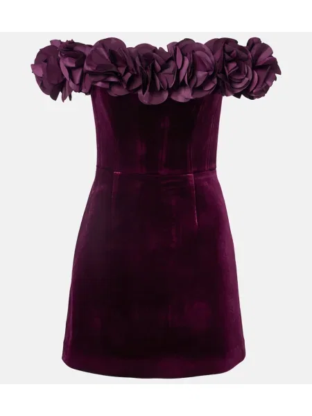 Rochie Rebecca Vallance de catifea cu model floral violet