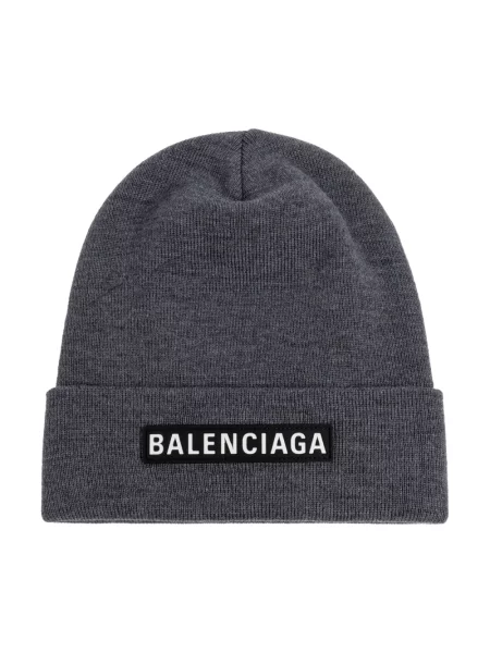 Czapka Balenciaga wełniana z logo szara