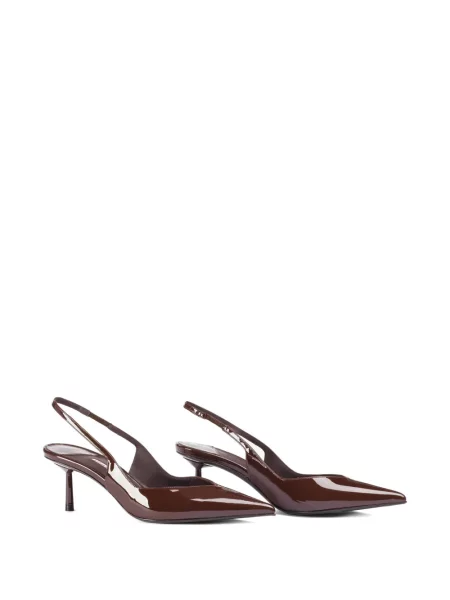 Pantofi cu toc Le Silla din piele de lac slingback maro