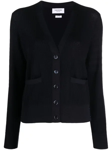 Cardigan Thom Browne de lână cu decolteu în V albastru