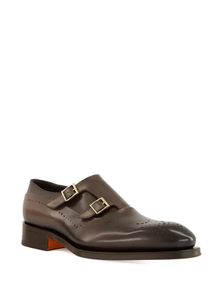 Pantofi monk Santoni cu cataramă maro