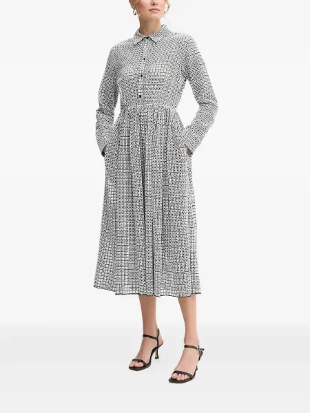 Rochie tip cămașă Liviana Conti cu imprimeu geometric de costum alb