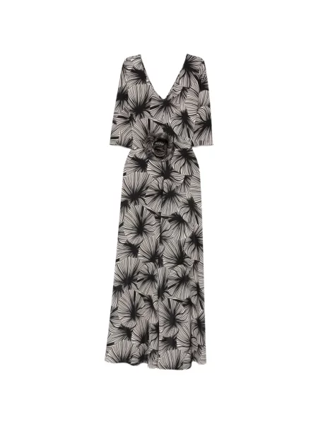 Salopetă Le Rjtange cu model floral cu aplicații negru