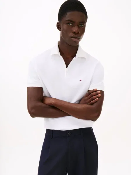 Tommy Hilfiger Męska koszulka polo Mężczyźni jednolity S biały