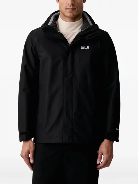 Geacă Jack Wolfskin cu glugă negru