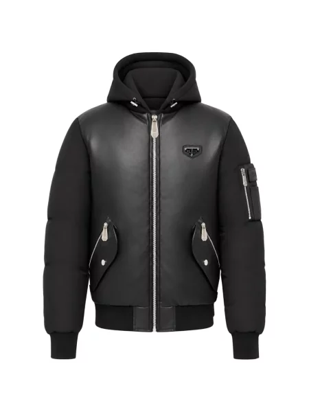 Kožená bunda Philipp Plein čierna