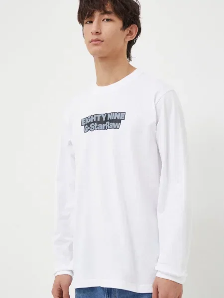 Тениска с дълъг ръкав G-star Raw с принт бяло