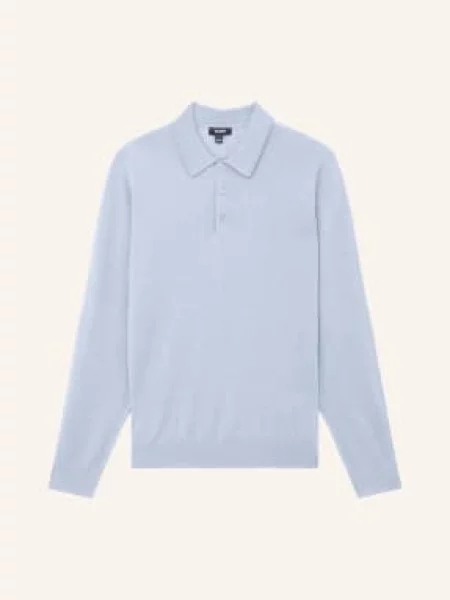 Reiss Pletené Polo Tričko Trafford tmavě modrá