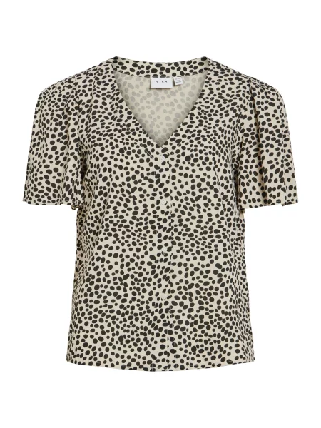 VILA Bluză VIGRACE ecru negru