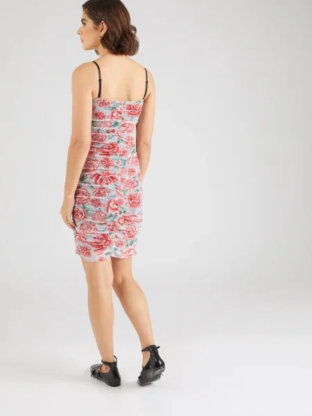 Monki Rochie Jet albastru pastel / verde închis / roz roșu