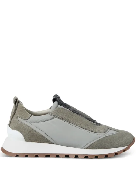 Sneakerși Brunello Cucinelli din piele de căprioară slip-on verde