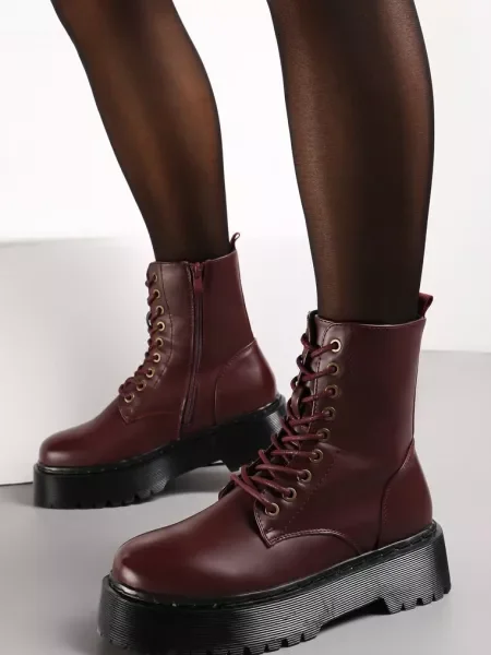 Botine bordo în stil muncitoresc pe platformă Maialen