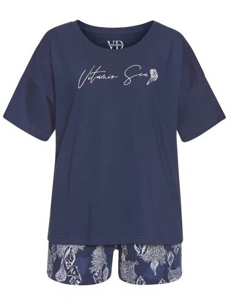 VIVANCE Kratke hlače za spanje marine / encijan bela