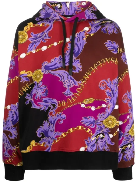 Hanorac cu glugă Versace Jeans Couture cu imagine roșu