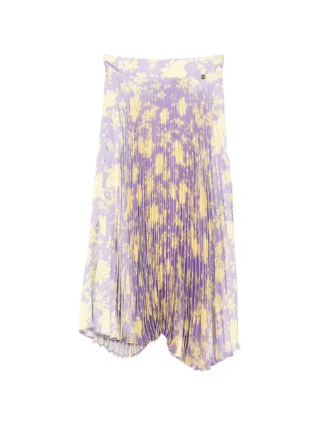 Fusta plisata Catalina D'anglade cu model floral plisată până la genunchi violet