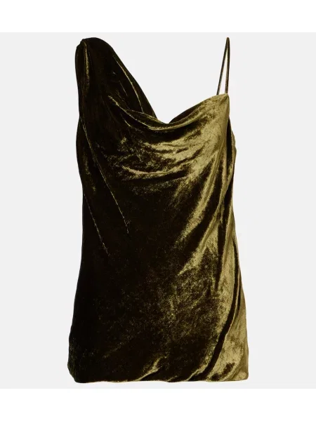Top Dries Van Noten de catifea drapat verde