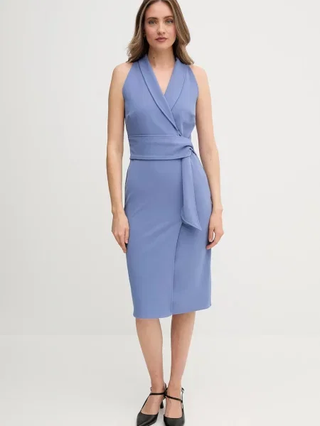 Sandro Ferrone sukienka midi dopasowana niebieski