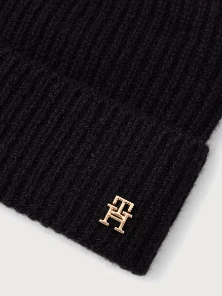 Tommy Hilfiger czapka kaszmirowa czarna
