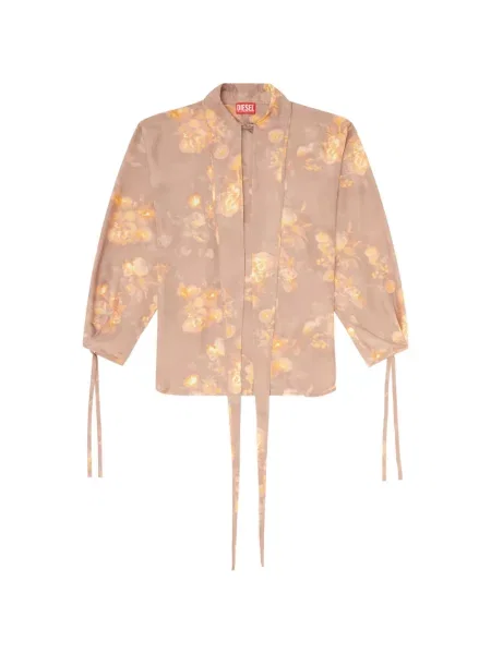 Cămașă Diesel de mătase cu model floral cu imagine