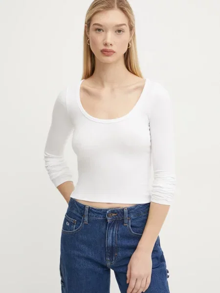 Tričko s dlouhým rukávem Hollister Co. béžová