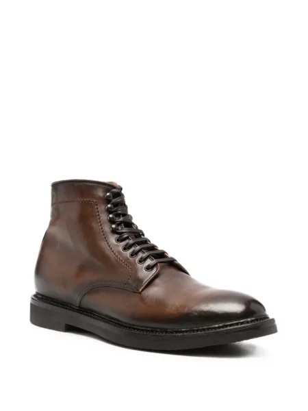 Botine Officine Creative cu șireturi din piele maro