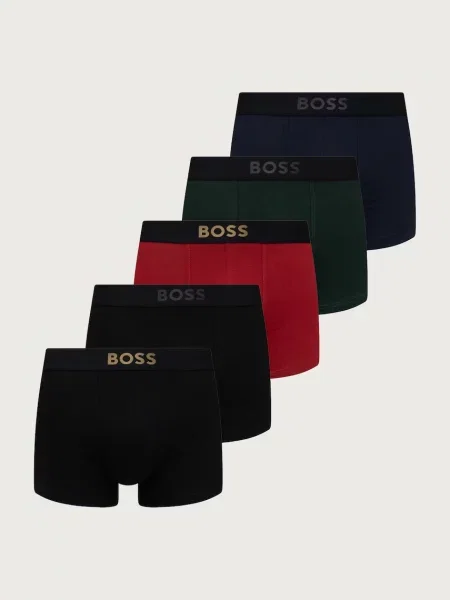 BOSS boxerky pánske s bavlnou Trunk 5P MetalLogo G čierna