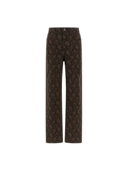 Wielobarwność proste jeansy Rotate Birger Christensen z nadrukiem brązowe
