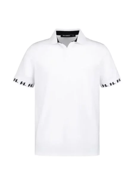Tricou polo Karl Lagerfeld cu autograf alb