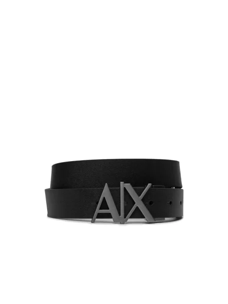 Pasek Armani Exchange skórzany z paskiem czarny