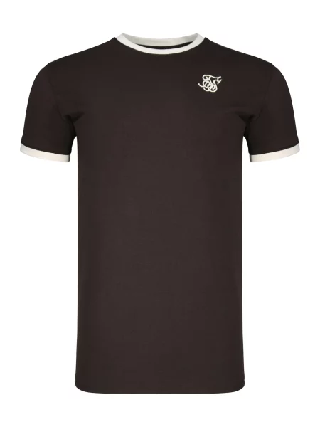 SikSilk Tričko Ringer hnědá bílá