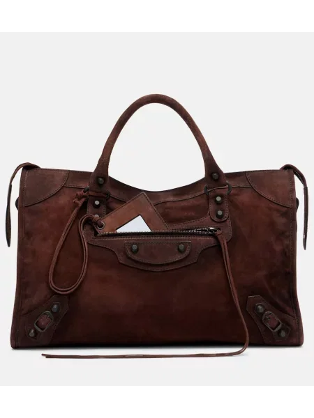 Top Balenciaga din piele de căprioară maro