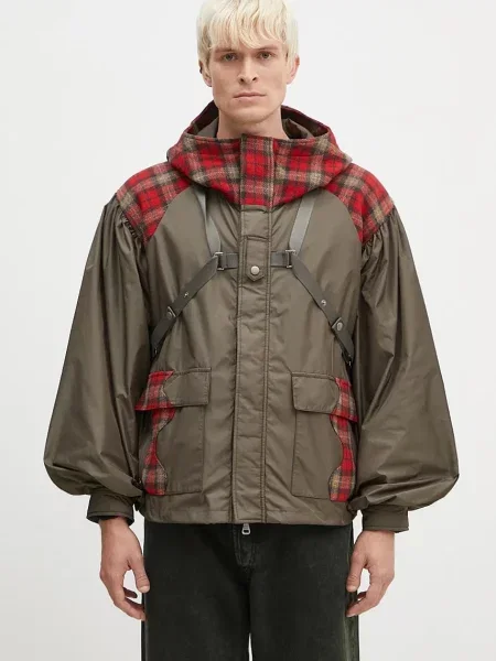 Куртка з домішкою вовни Andersson Bell Puff Sleeve Harness Jumper перехідна oversize зелений