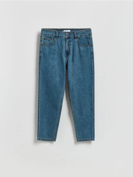 Reserved Blugi carrot cu efect prespălat indigo jeans