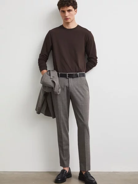 Medicine pantaloni chinos pentru bărbați cu amestec de lână maro