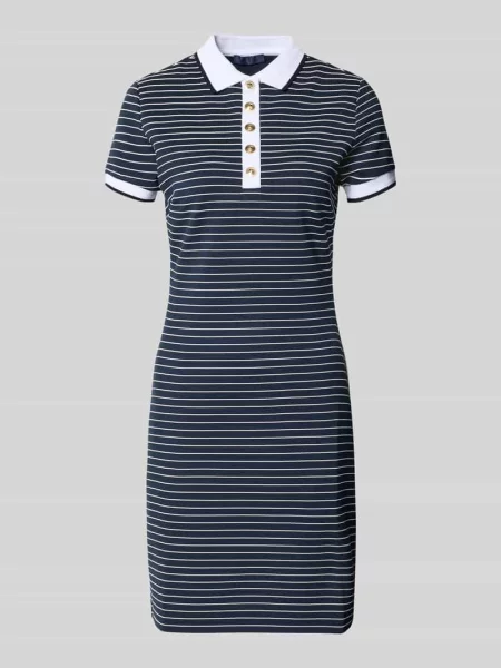 Sukienka polo do kolan z kołnierzykiem polo model ALPHONSINE' Guess granatowa