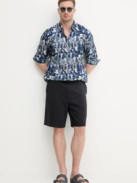 Armani Exchange srajca viskozna modra